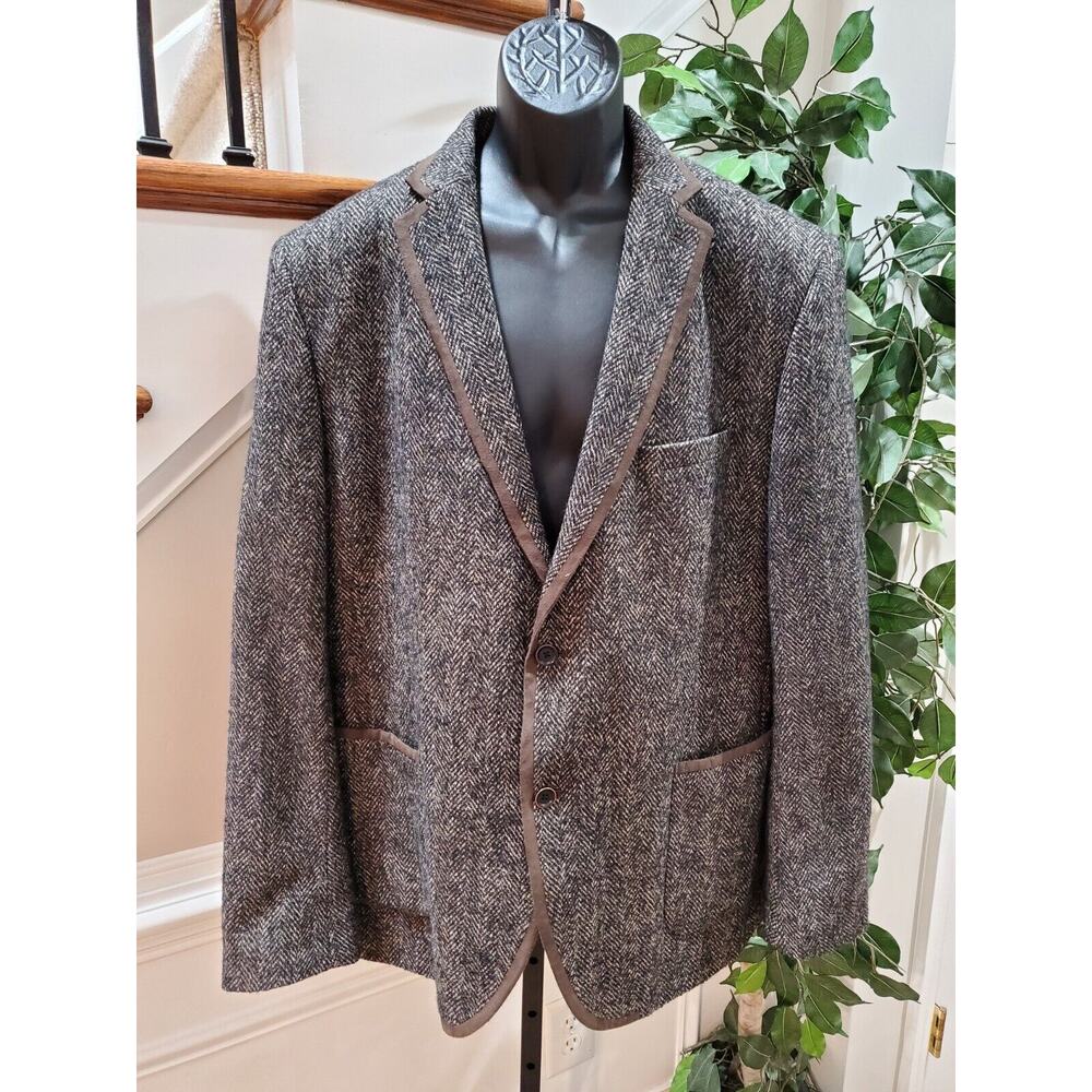Tallia Men Brown Wool Single Breasted Long Sleeve Casual Jacket Blazer Size 46L